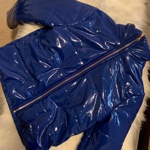 Leather long sleeve bubble coat